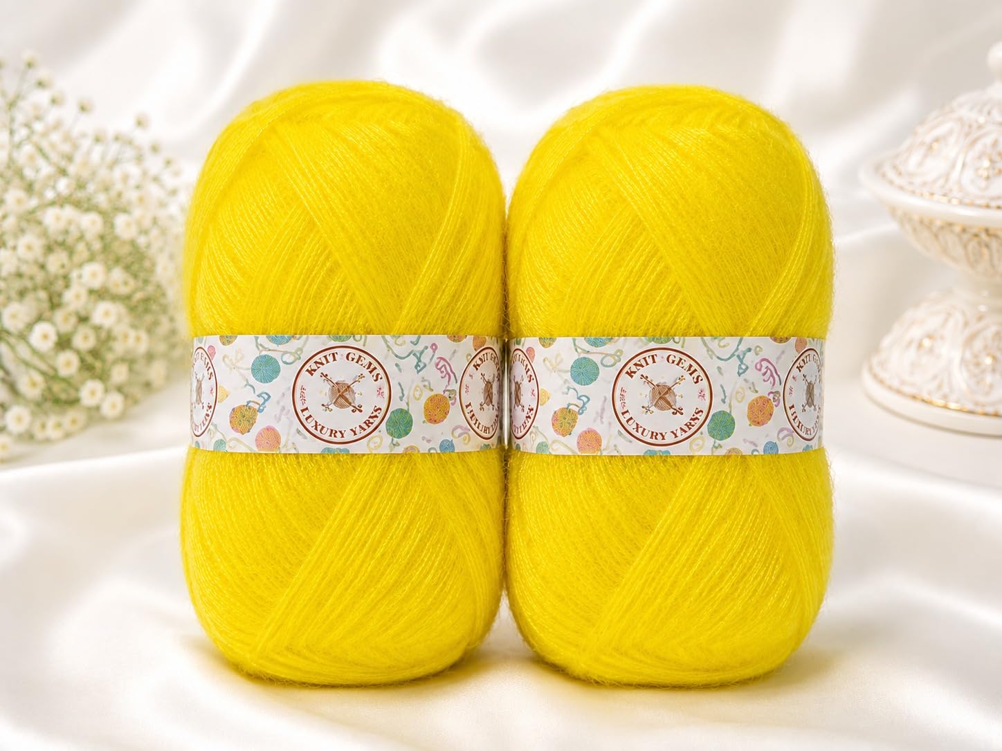 KNIT GEMS 100% Hand Knitting and Crochet Wool Knitting Yarn | Suitable for Craft | Babywear | Baby Blanket | DIY | Sweater | Socks | Knitting Wool (Yellow)