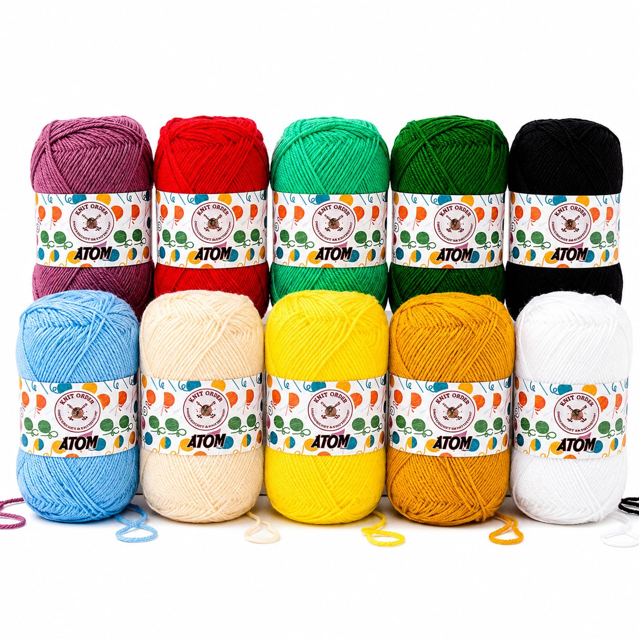 KNIT GEMS 100% Hand Knitting and Crochet Wool Knitting Yarn | Set of 10 Wool Yarn | Suitable for Craft | Babywear | Baby Blanket | DIY | Sweater | Socks | Knitting Wool