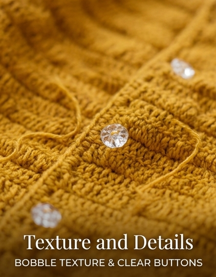 KNIT GEMS Handmade Crochet self Design Sweater with Bubbles Sleeves